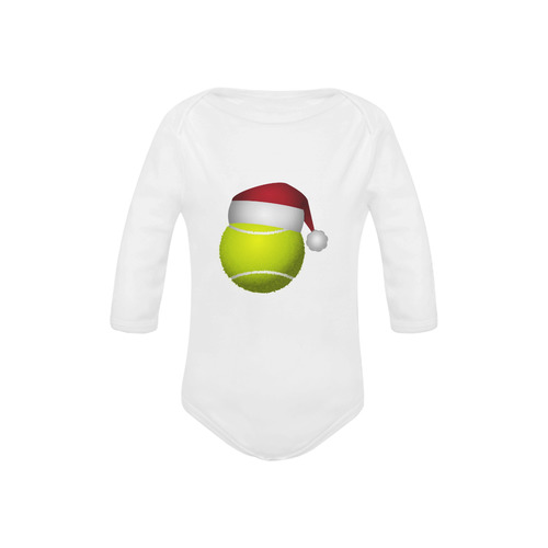 Santa Hat Tennis Ball Christmas Baby Powder Organic Long Sleeve One Piece (Model T27)
