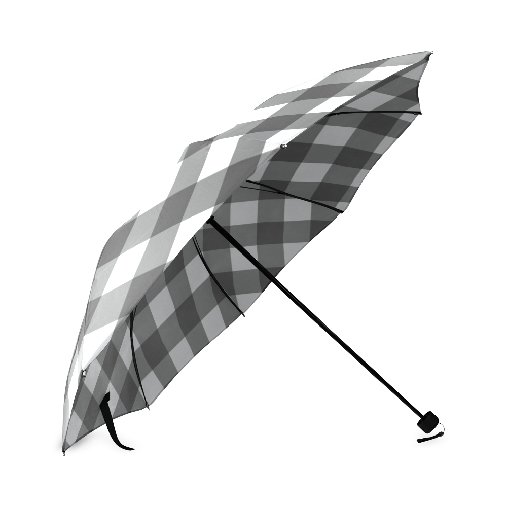 gray plaid Foldable Umbrella (Model U01) ID D949405
