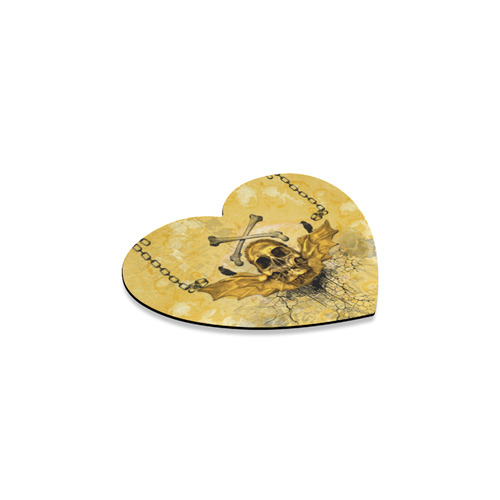 Awesome skull in golden colors Heart Coaster
