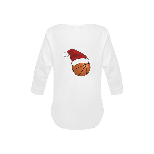 Santa Hat Basketball Christmas Baby Powder Organic Long Sleeve One Piece (Model T27)