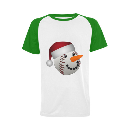 Santa Hat Baseball Cute Face Christmas Men's Raglan T-shirt (USA Size) (Model T11)