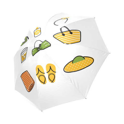 New! Exotic designers Umbrella. Hand-drawn Summer fashion design available. Yellow and green. Foldable Umbrella (Model U01)