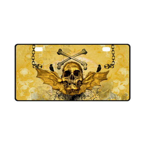 Awesome skull in golden colors License Plate