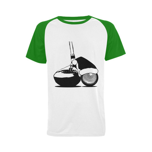 Santa Hat Golf Ball and Club Christmas Men's Raglan T-shirt (USA Size) (Model T11)