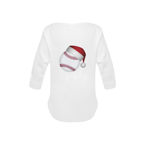 Santa Hat Baseball Christmas Baby Powder Organic Long Sleeve One Piece (Model T27)