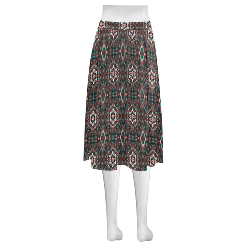 Black and Teal Mnemosyne Women's Crepe Skirt (Model D16)