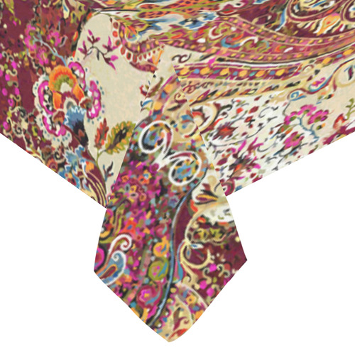Vintage Jacobean Flower Tapestry Pattern Cotton Linen Tablecloth 60"x 104"
