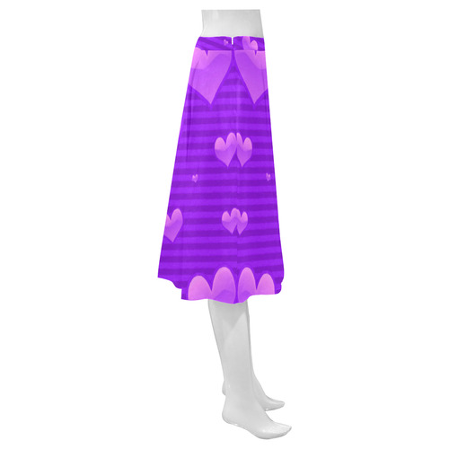 Purple Valentine Hearts Mnemosyne Women's Crepe Skirt (Model D16)