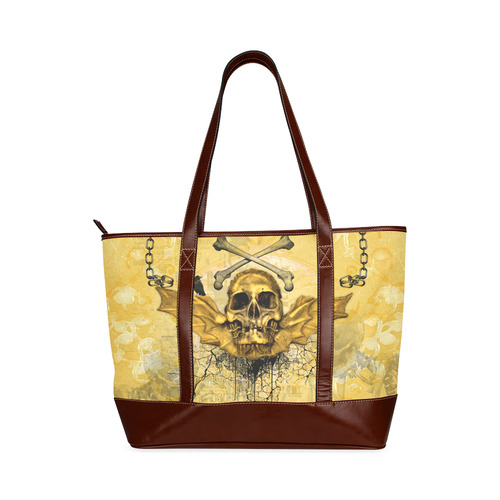 Awesome skull in golden colors Tote Handbag (Model 1642)