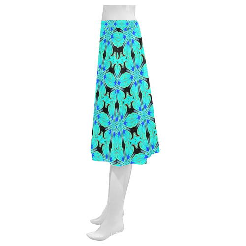 Teal and Black Mnemosyne Women's Crepe Skirt (Model D16)