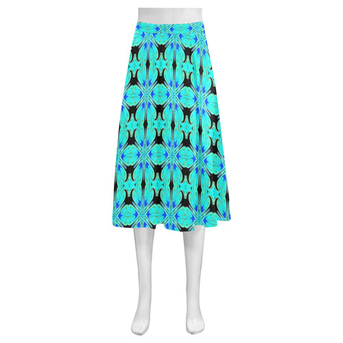 Teal and Black Mnemosyne Women's Crepe Skirt (Model D16)