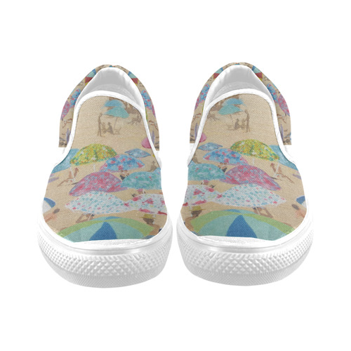 Beach Umbrellas Women's Unusual Slip-on Canvas Shoes (Model 019)