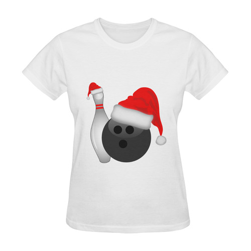 Santa Hat Bowling Ball And Pin  Christmas Sunny Women's T-shirt (Model T05)