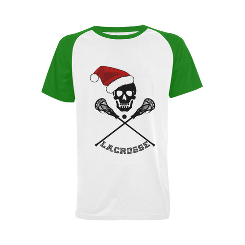 Santa Hat Lacrosse Skull Christmas Men's Raglan T-shirt (USA Size) (Model T11)
