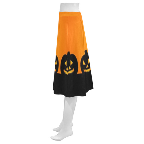 Halloween Jack-o-Lanterns Pumpkins Mnemosyne Women's Crepe Skirt (Model D16)