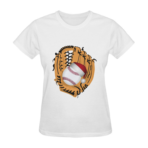 Santa Hat Baseball and Glove Christmas Sunny Women's T-shirt (Model T05)