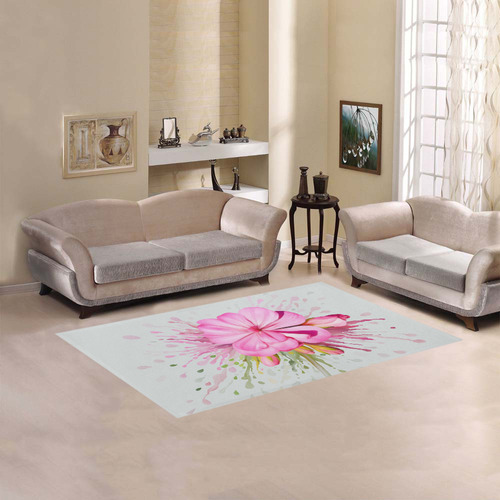 Pink flower color splash - watercolor Area Rug 5'x3'3''