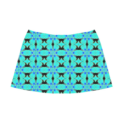 Teal and Black Mnemosyne Women's Crepe Skirt (Model D16)