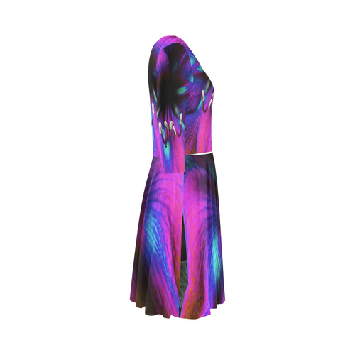 Neon Amaryllis by Martina Webster Elbow Sleeve Ice Skater Dress (D20)