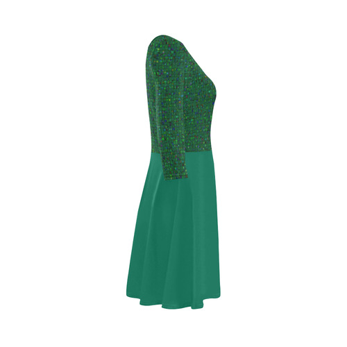 Antique Texture Green and Lush Meadow 3/4 Sleeve Sundress (D23)