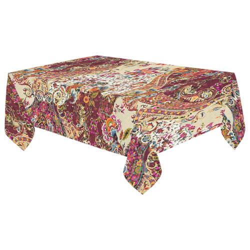 Vintage Jacobean Flower Tapestry Pattern Cotton Linen Tablecloth 60"x 104"