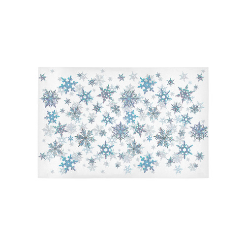 Snowflakes, Blue snow, stitched Area Rug 5'x3'3''