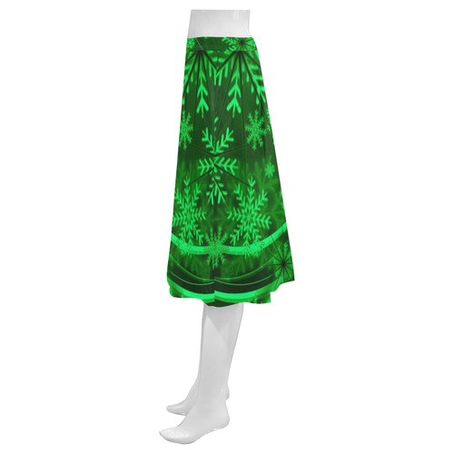 Gorgeous Green Snowflakes Mnemosyne Women's Crepe Skirt (Model D16)