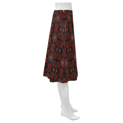Black and Red Abstract Mnemosyne Women's Crepe Skirt (Model D16)