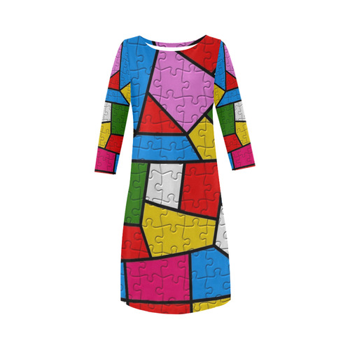 Puzzle Dream by Popart Lover Round Collar Dress (D22)