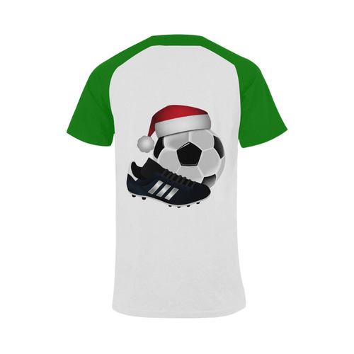 Santa Hat Soccer Ball and Shoe Christmas Men's Raglan T-shirt (USA Size) (Model T11)