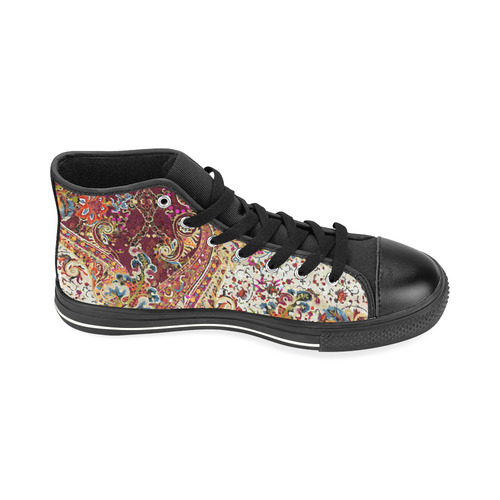 Vintage Jacobean Floral Tapestry High Top Canvas Women's Shoes/Large Size (Model 017)