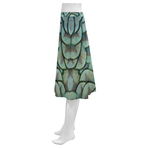 Elegant Peacock Feathers Kaleidoscope Mnemosyne Women's Crepe Skirt (Model D16)