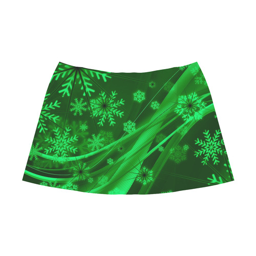 Gorgeous Green Snowflakes Mnemosyne Women's Crepe Skirt (Model D16)