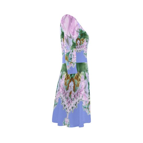 Pink Purple & Blue Lilac Dreams Fractal 3/4 Sleeve Sundress (D23)