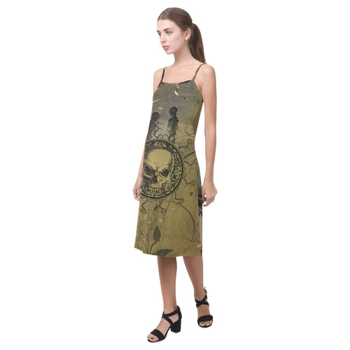 Amazing skull with skeletons Alcestis Slip Dress (Model D05)