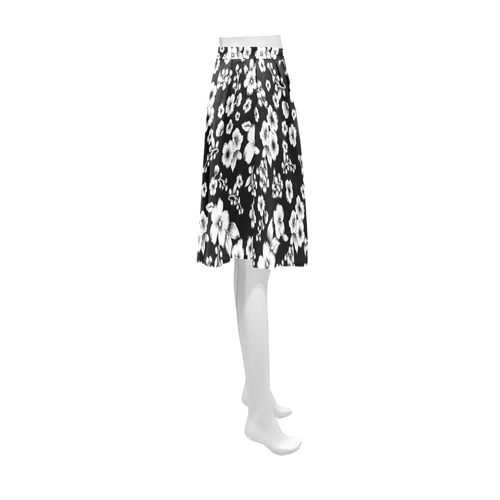 Fine Flowers Pattern Solid Black White Athena Women's Short Skirt (Model D15)