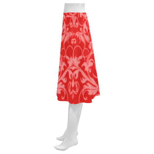 Vintage Swirls Coral Red Mnemosyne Women's Crepe Skirt (Model D16)