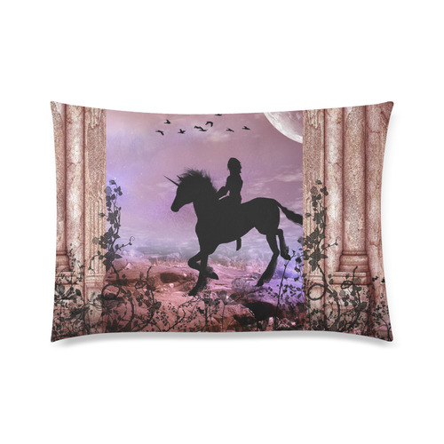 The unicorn with fairy Custom Zippered Pillow Case 20"x30" (one side)
