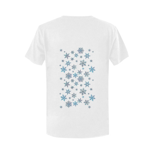 Snowflakes, Blue snow, stitched design Women's T-Shirt in USA Size (Two Sides Printing)