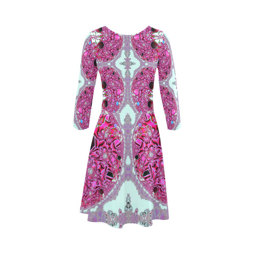 Cherry Blossoms and Rose Gardens Fractal 3/4 Sleeve Sundress (D23)