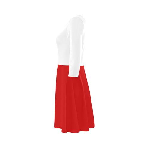 White and Red Long-Sleeved Dress 3/4 Sleeve Sundress (D23)