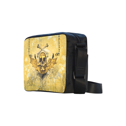 Awesome skull in golden colors Classic Cross-body Nylon Bags (Model 1632)