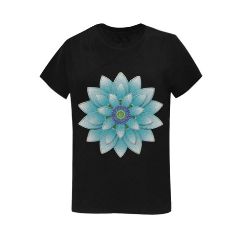 Turquoise Lotus Women's T-Shirt in USA Size (Two Sides Printing)