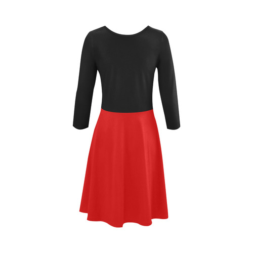 Black and Red Long-Sleeved Dress 3/4 Sleeve Sundress (D23)
