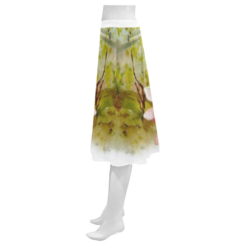 Victorian Pink Floral Mnemosyne Women's Crepe Skirt (Model D16)