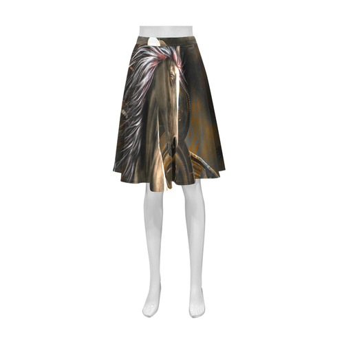 Steampunk, awesome horse with clocks and gears Athena Women's Short Skirt (Model D15)