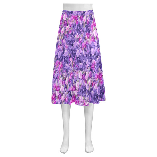 Vintage Gothic Rose Purple Mnemosyne Women's Crepe Skirt (Model D16)
