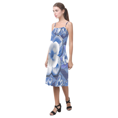 Blue Dogwood Flowers Alcestis Slip Dress (Model D05)