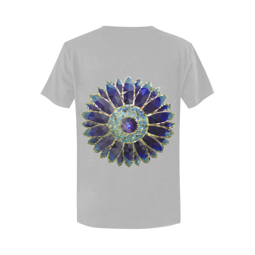 Blue Mosaic Flower Women's T-Shirt in USA Size (Two Sides Printing)