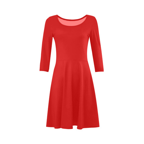 Ravishing Red Long-Sleeved Dress 3/4 Sleeve Sundress (D23)